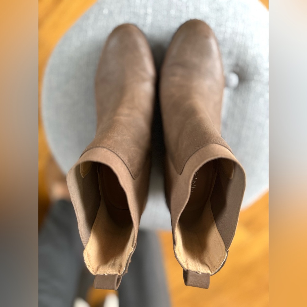 Crown Vintage MARLEEN Brown manmade/Leather Pull On Wedge Chelsea Boots 7.5M - Picture 6 of 7